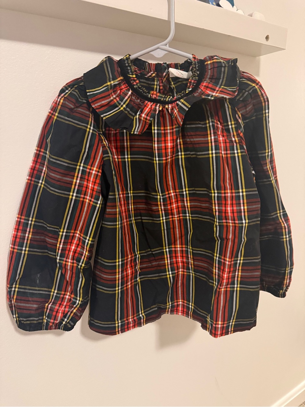 Crewcuts Black and Red Plaid Ruffle-Collar Top